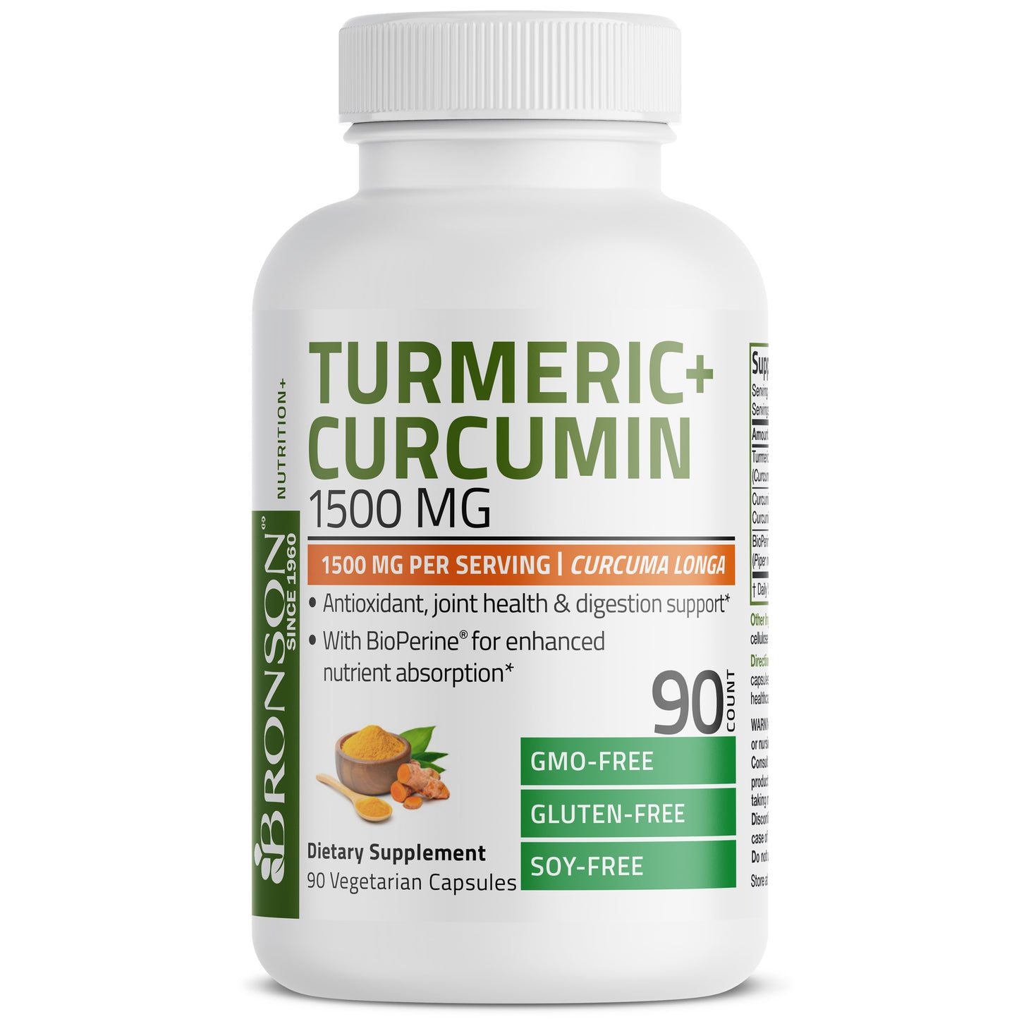 Bronson Turmeric Curcumin for Joint Support, Antioxidant, Anti-Inflammatory, Detoxification and Boost Immune System 1500mg 90CT