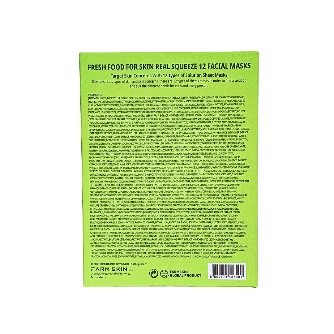 Fresh Food For Skin Facial Sheet Mask Set (Package of 12)